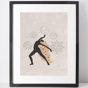 Wall Art Bohemian Woman Silhouette Celestial Print Poster Illustration Unframed